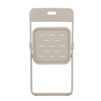 Set bistrò pieghevole in 3 pezzi in acciaio, con 2 sedie + 1 tavolo, Beige(m-8)