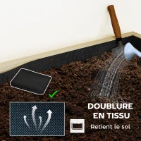 Outsunny Séparateur de pièce avec 6 bacs, paravent extérieur pliable à 3 panneaux avec trou de drainage et doublure, bois naturel(m-7)