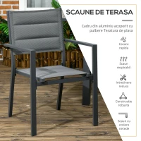 Outsunny Set de Gradina din Aluminiu 7 Piese cu Masa Dreptunghiulara Extensibila si 6 Scaune de Exterior cu Sezuta din Plasa Respirabila, Gri(m-6)