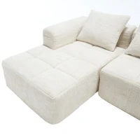 Modular L-Shaped Sofa with Deep Seating and Sleeper Function, Upholstered Lounge Couch for Living Area, 250L x 158W x 60H cm, Beige(m-11)
