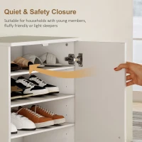 HOMCOM Shoe Cabinet with Silent Hinges, Adjustable Shelves, 6-Tier Shoe Storage Cabinet for Entryway, Hallway, for 14 Pairs, 55 x 35 x 108 cm, White(m-6)