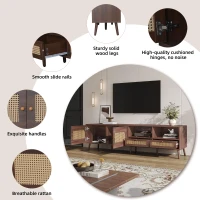 Modern TV Entertainment Centre with 2 Drawers & 2 Cabinets, Sturdy Media Cabinet for Living Rooms, 200L x 37W x 49.5H cm, Wood(m-6)