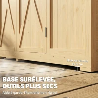 Outsunny Armoire de Jardin, 4 Fenêtres, 6 Étagères, Toit en Asphalte Hydrofuge, Ventilation à Persiennes, 147x68x198cm, Naturel(m-7)