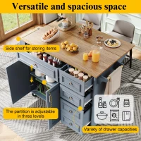 Multifunctional Kitchen Island with 3 Adjustable Shelves, Space-Saving Serving Trolley for Everyday Kitchen Use, 110L x 45-75W x 92H cm, Blue(m-4)