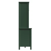Smart Storage Cabinet with 4 Doors & 3 Drawers, Tall Sideboard with App-Controlled USB LED Lighting, 120L x 40W x 179H cm, Green(m-12)