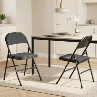 HOMCOM Set de 2 scaune pliante pentru sufragerie, portabile, cadru din oțel dim. 45l x 46P x 78H cm negru(m-2)