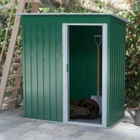 Outsunny 5 x 3ft Garden Storage Shed with Sliding Door and Sloped Roof Outdoor Equipment Tool, Green(m-13)