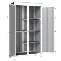 Outsunny Caseta de Jardín de Madera y Acero 94x43x166 cm Armario para Herramientas con 2 Estantes Ajuatables y 2 Puertas Negro(m-1)