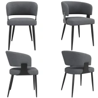 Set of 4 Modern Dining Chairs with Ergonomic Lumbar Support, Upholstered Fabric Chairs with Curved Backrest, 54L x 50W x 81.5H cm, Gray(m-2)