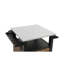 Outdoor-Barwagen mit mit Rollen und Stauraumschrank, 76x57x85 cm, Braun(m-9)