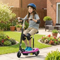 HOMCOM Foldable Powered Scooter Ride on 12V 120W W/Brake Kickstand-Pink(m-2)