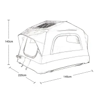 Aufblasbares Camping-Dachzelt fürs Auto/SUV, Platz für 2 Erwachsene + 1 Kind, 220x145x140 cm, Schwarz+Grau(m-3)