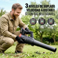 Outsunny Soplador de Hojas Sin Cable 18V con 2 Baterías de 4.0Ah y Cargador Motor sin Escobillas 600W 3 Velocidades Negro(m-6)