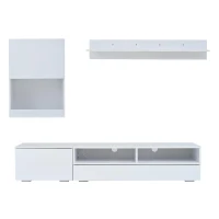 3-Piece TV Wall Unit Set with App-Controlled LED Lights, High-Gloss TV Cabinet Set for Modern Living Areas, 175L x 39W x 34H cm, White(m-2)