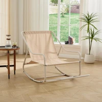 Sedia a dondolo da esterno con cuscino confortevole, per soggiorno, camera da letto, sala lettura, 75x116x82 cm, Beige(m-6)