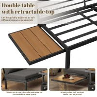 4-5 Seater Outdoor Furniture Set with Extendable Lift-Top Coffee Table, Versatile Outdoor Sofa Set for Patio, 224L x 56W x 65H cm, Gray(m-6)