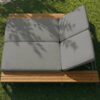 Outdoor Double Daybed with Adjustable Backrest and Thick Cushion, Multifunctional Waterproof Sofa Bed for Patio, 184L x 159W x 73H cm, Gray(m-8)
