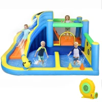 AIYAPLAY 8 in 1 Bouncy Castle for Kids, Inflatable Bounce House with Slide, Pool (Ball Pit), Water Cannon for Indoor Outdoor(m-11)