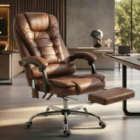 Vinsetto Heated 6 Points Vibration Massage Executive Office Chair Adjustable Swivel Ergonomic High Back Desk Chair Recliner with Footrest Brown(m-11)