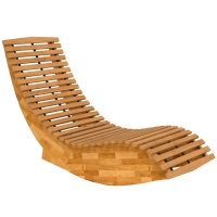Outsunny Leżak z drewna akacjowego, składany, ergonomiczny leżak ogrodowy z S-kształtnym wzorem listew 60 x 156 x 77 cm