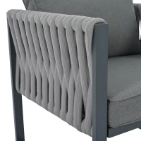 Stylish Garden Furniture Set with Galvanised Metal Frame, Comfortable Garden Sofa Set for 5 People, 167L x 61W x 63H, Gray(m-9)