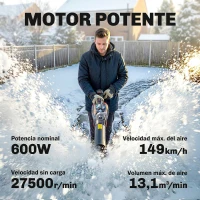 Outsunny Soplador de Hojas Sin Cable 18V con 2 Baterías de 4.0Ah y Cargador Motor sin Escobillas 600W 3 Velocidades Negro(m-4)