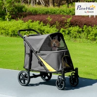 PawHut Foldable Pet Stroller, with Universal Wheels, Shock Absorber, for Medium and Large Dogs - Grey(m-9)