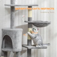 PawHut Multi-Level Cat Tower, 134cm Cat Tree with Condo and Sisal Scratching Posts for Indoor Kittens, Grey(m-7)
