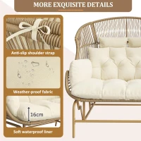 Elegant Garden Rocking Chair with Smooth Motion, Comfortable Hanging Chair with Thick Cushions, 145L x 85W x 143H cm, Beige(m-4)
