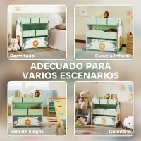 AIYAPLAY Estantería Infantil para Juguetes de 3 Niveles con 6 Cajas Extraíbles de Tela no Tejida para Guardería 63x30x66 cm Verde(m-7)