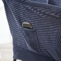 Lounge-Sessel mit Hocker, Armlehnen und einer Seitentasche, Flanellbezug, 69.9x64.0x95.0 cm, Marineblau(m-10)