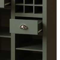 Tall Kitchen Cabinet with Glass Doors and LED Lighting, Versatile Sideboard with Adjustable Shelves, 120L x 45W x 188H cm, Antique Green(m-8)