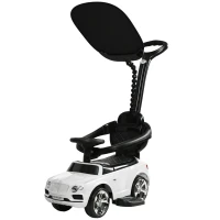 AIYAPLAY Rutschauto 3-in-1 z daszkiem, białe, z rączką do pchania(m-10)