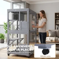 PawHut Movable Outdoor Catio with Resting Box, 3 Jumping Platforms, Waterproof Asphalt Roof for Outdoor Indoor(m-5)