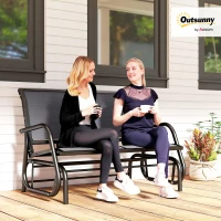 Outsunny 2-Person Outdoor Glider Bench - Patio Double Swing Gliding Chair Loveseat with Powder Coated Steel Frame for Garden, Patio, Porch, Grey(m-12)