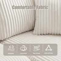 Modular L-Shaped Sectional Sofa with High-Resilience Foam, Plush Corduroy Chaise Lounge for 3 People, 257L x 160W x 80H cm, Beige(m-8)