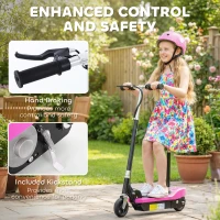HOMCOM Foldable Powered Scooter Ride on 12V 120W W/Brake Kickstand-Pink(m-7)