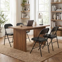 HOMCOM Set de 2 scaune pliante pentru sufragerie, portabile, cadru din oțel dim. 45l x 46P x 78H cm negru(m-5)