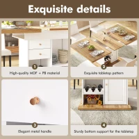 Extendable Dining Table with Telescopic 2-Sided Extension, Space-Saving Table for 4-6 People, 110-140L x 80W x 75H cm, White(m-4)