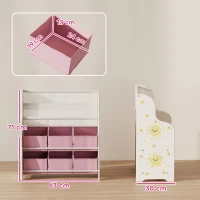 AIYAPLAY Estantería Infantil para Juguetes con 6 Cajas Extraíbles de Tela no Tejida y 2 Estantes para Guardería 63x30x71 cm Rosa(m-3)