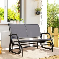 Outsunny 2-Person Outdoor Glider Bench - Patio Double Swing Gliding Chair Loveseat with Powder Coated Steel Frame for Garden, Patio, Porch, Grey(m-2)