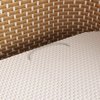 Outdoor Wicker Double Chaise Lounge with Openable Adjustable Canopy, Modern Garden Furniture Set for Patio, 160L x 192W x 137H cm, Beige(m-10)