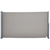 Outsunny Store latéral brise-vue rétractable 300 x 160 cm, paravent extérieur en aluminium, protection solaire, brise-vue extensible pour balcon, jardin, terrasse, gris(m-1)