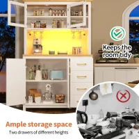 Stylish Sideboard with App-Controlled Built-In LED Light Strip, Practical Cabinet for Kitchen & Living Area, 105.5L x 40W x 180H cm, White(m-5)