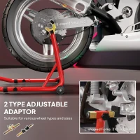 Zestaw stojaków motocyklowych HOMCOM przedni/tylny, podnośnik motocyklowy do 544 kg, stal czerwona(m-5)