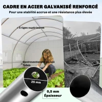 Outsunny Serre tunnel de jardin 24m², serre de jardin tunnel avec portes et 12 fenêtres avec moustiquaires, 295x798x199cm, blanc(m-7)