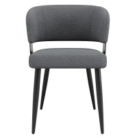 Set of 6 Modern Dining Chairs with High‑Resilience Foam Seat, Upholstered Chairs with Ergonomic Curved Back, 54L x 50W x 81.5H cm, Gray(m-9)