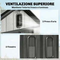Outsunny Capanno Giardino 160L x 98P x 217A cm, Plastica, Doppie Porte Bloccabili, Grigio(m-7)
