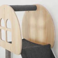 PawHut Cat Wall Shelves, 7 Piece Cat Shelf Set with Dual Condo with Ladder, Jumping Platform, Perch, Sisal Scratching Posts & Board, Kitty Playground Activity Centre, Oak(m-9)