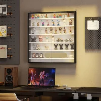 HOMCOM Vitrina de Pared de Madera con Estantes Ajustables y 2 Puertas Correderas de Cristal 80x9,5x83 cm Negro(m-9)